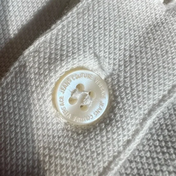 Versace White Polo Shirt with Embroidered Emblem - Picture 3 of 3